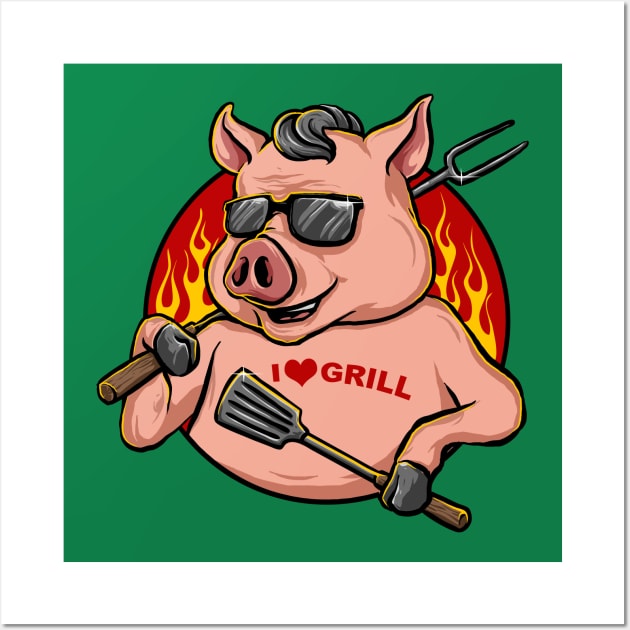 Pig Love grill Wall Art by Mako Design 